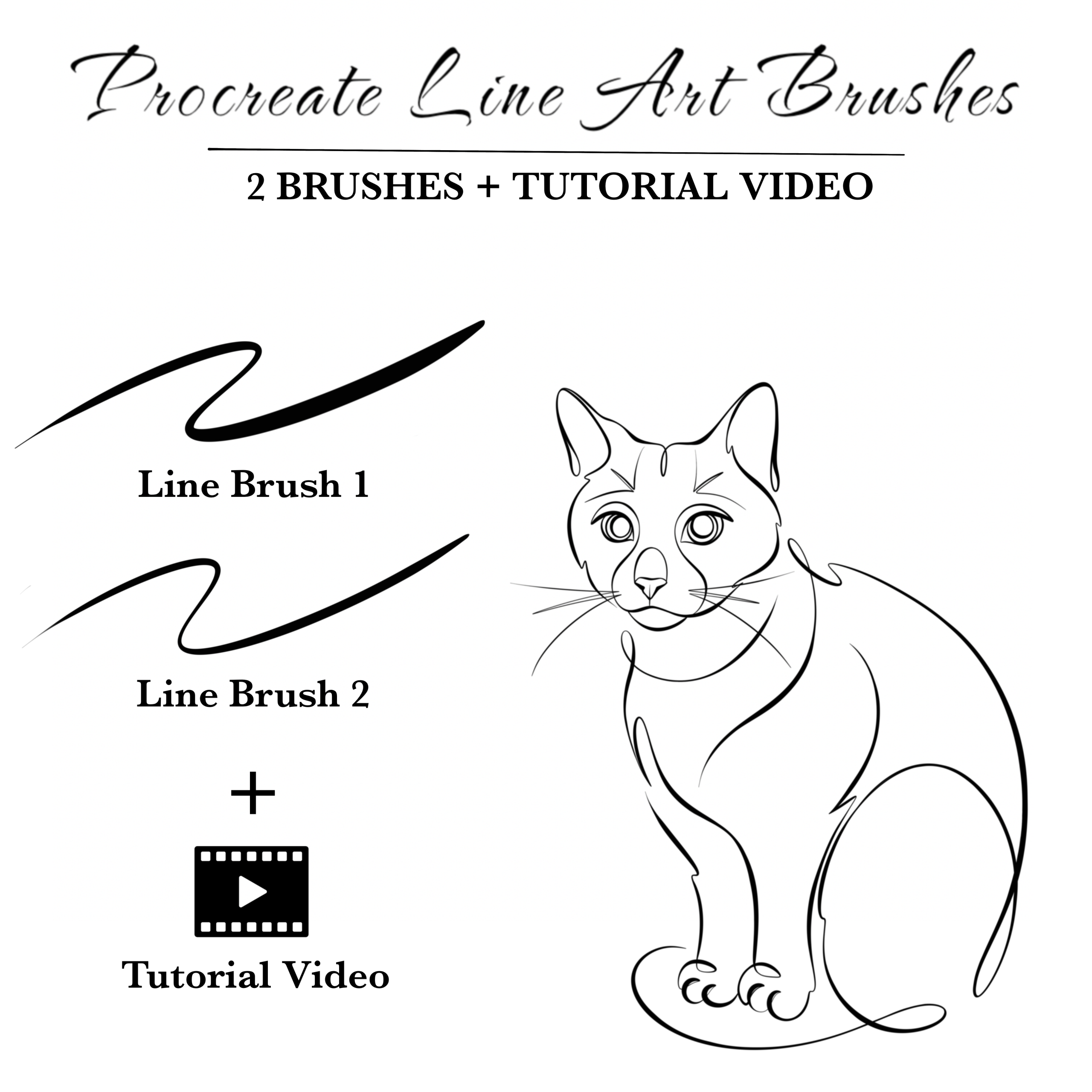 One-Line Brush Set (PROCREATE) – 2 Brushes + Bonus Video Tutorial
